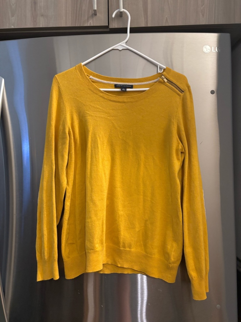 Banana Republic Mustard Crewneck Sweater with Shoulder Zip